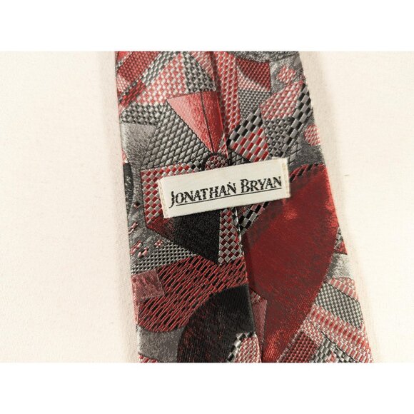 Vintage Jonathan Bryan abstract neck tie, red + chrome umbrella mod necktie, - Picture 6 of 10
